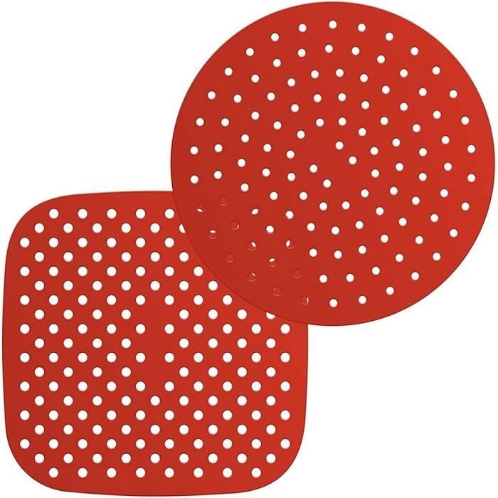 Lot de 2 Pots en Silicone Réutilisables pour Friteuse à Air, 20cm Air Fryer Silicone Pot Panier, Moule Silicone Air Fryer, Convient pour four, Micro- ondes, Friteuse à Air (Noir