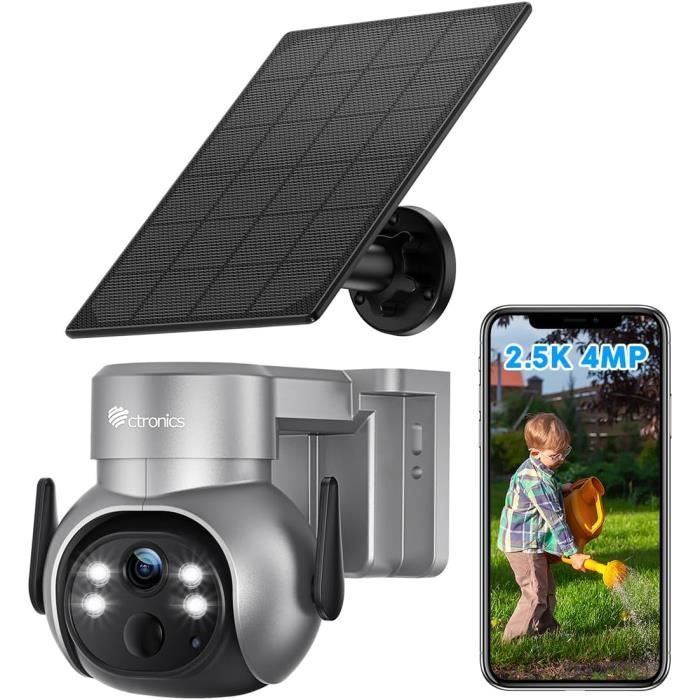 Caméra De Surveillance WiFi Extérieure Solaire – 4MP HD PTZ Vision Nocturne, Détection De Mouvement, Sans Fil