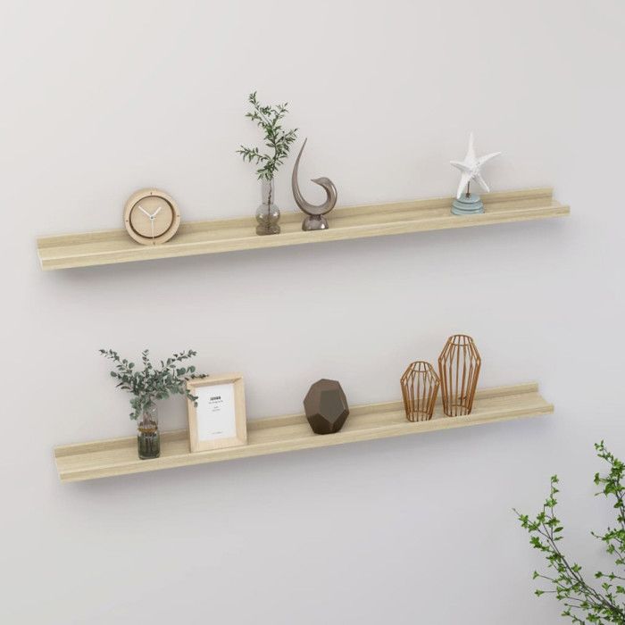 vidaXL Étagères murales 2 pcs Chêne Sonoma 100x9x3 cm