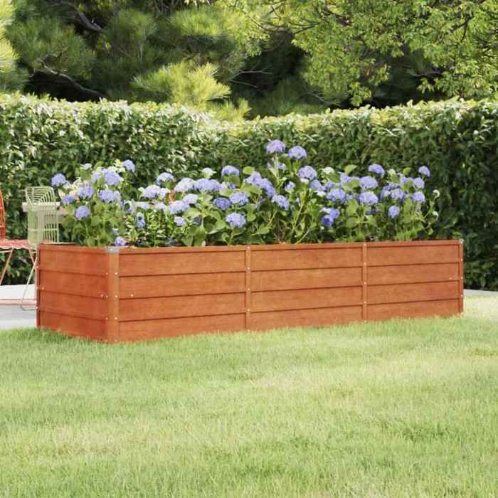 vidaXL Lit Surélevé de Jardin Jardinière Support pour Plantes Bac à Fleurs Pot de Fleurs Balcon Patio Extérieur Rouillé 151960