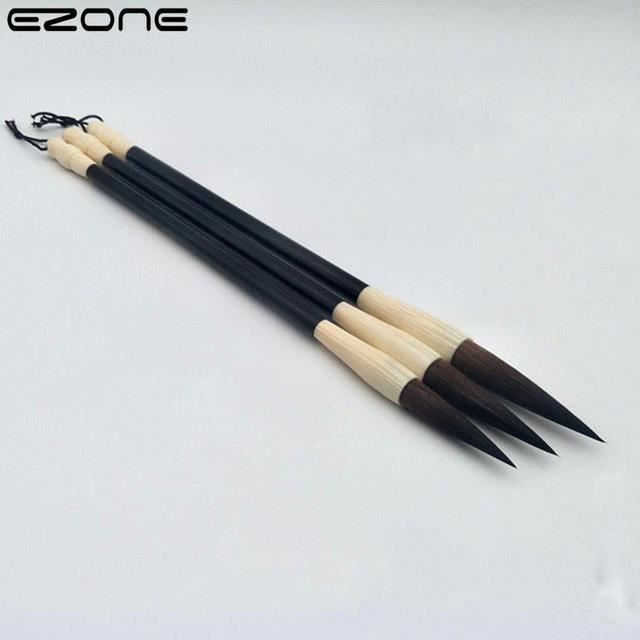 Kit 3 Pinceaux De Calligraphie Chinoise/japonaise - Tailles Mixtes Pour Débutant - Pour Encre De Chine (sumi)