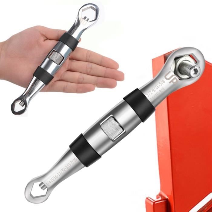 Clé à molette auto-ajustable à double extrémité Silver Torx, 8-22 mm
