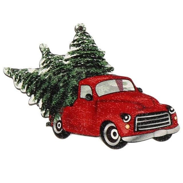 BOULE DE NOEL,car-9-tree--Pendentifs de noël en bois, nouvel an 