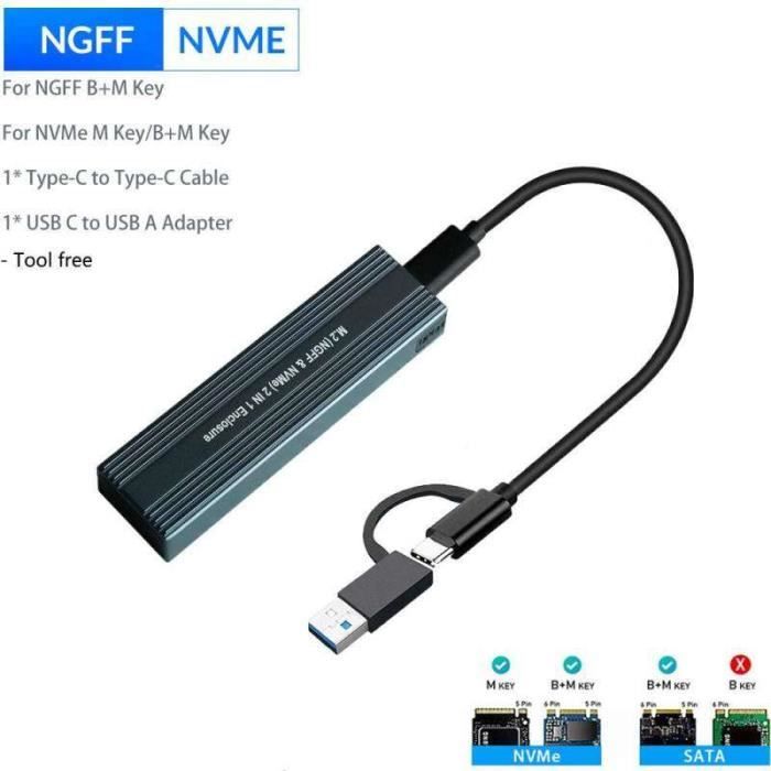 DSOnX Boîter SSD M.2 NVMe SATA Adaptateur[sans Outl] [Alumnum