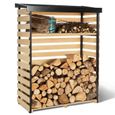 ID MARKET - Abri de stockage en bois pour bûches toit incliné et étagère-1