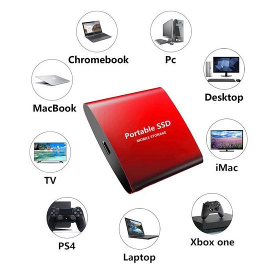 Disque Dur Externe, 6To - pour PC, Mac, Portable - rouge - Cdiscount  Informatique