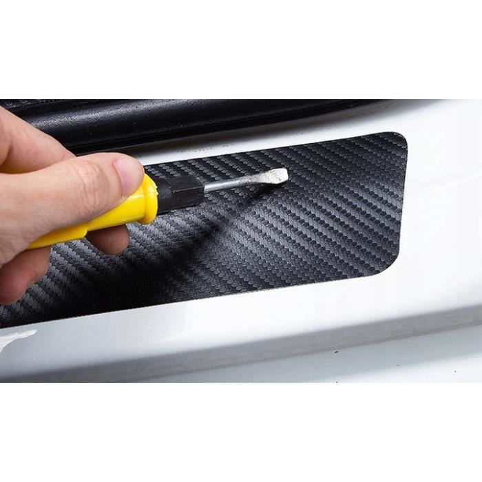 4pcs Autocollant sticker protection étanche fiber carbone seuil de