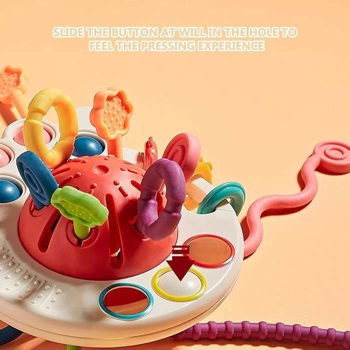 Baby Pull String Interactive Toy,UFO Silicone Pull String Activity Toy ...