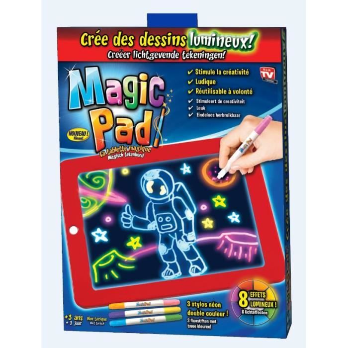 MagicPad Tablette à Dessiner Avec Marqueurs Néon Et 8 Effets Lumineux - Dessin Magique Pour Enfants