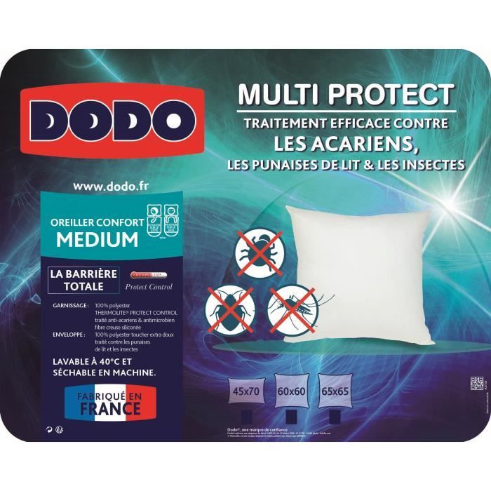Oreiller médium 60x60 cm DODO MULTI PROTECT