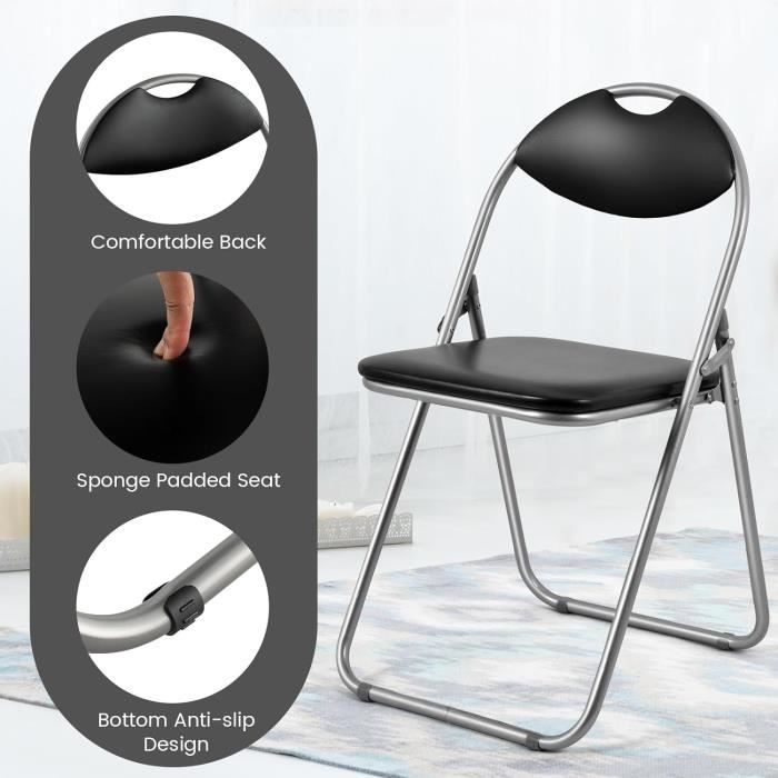 GIANTEX Lot De 4 Chaises Pliantes Rembourrées - Chaises Salle à Manger Cadre Métal Confortables