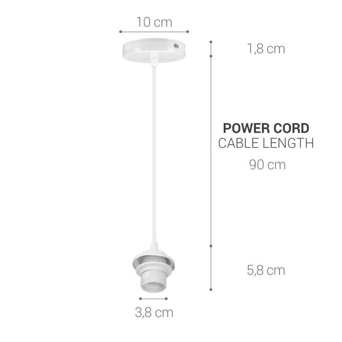 Kwmobile 2x câble électrique pour lampe - câble avec douille e27 bague de  fixation et support - monture de suspension luminaire plafond - blanc -  Achat & prix