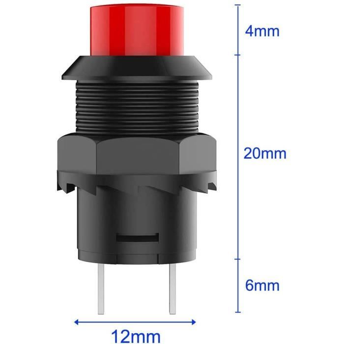 14Pcs 12Mm Momentane Bouton Poussoir Spst On-Off Ac 250V-1.5A 125V-3A ...