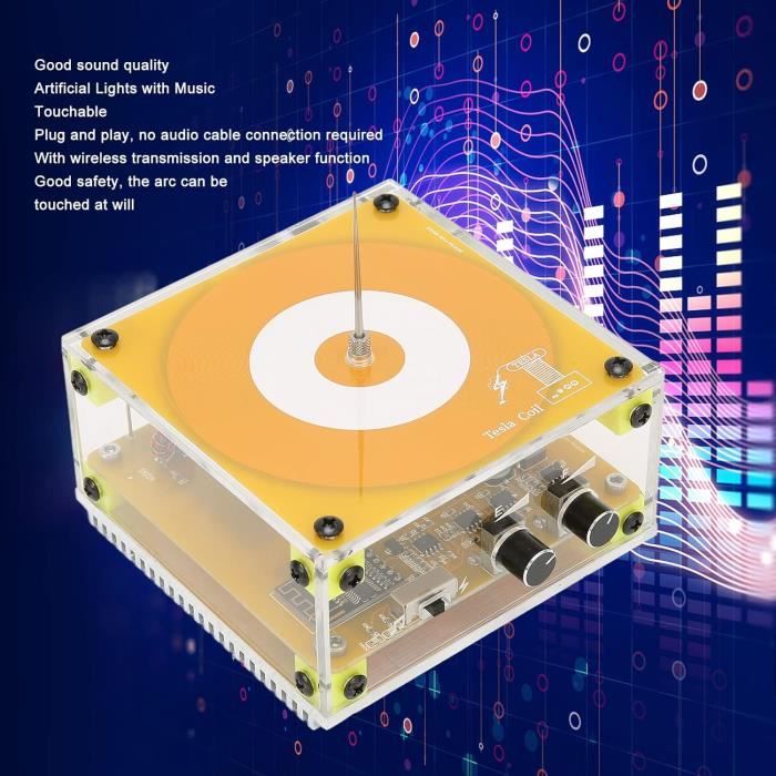 Acheter Boîte à musique Bobine de Tesla Musique Double Mode Bluetooth/AUX Éclair Artificiel Entrée Audio Tactile Bluetooth Expériences Scientifiques