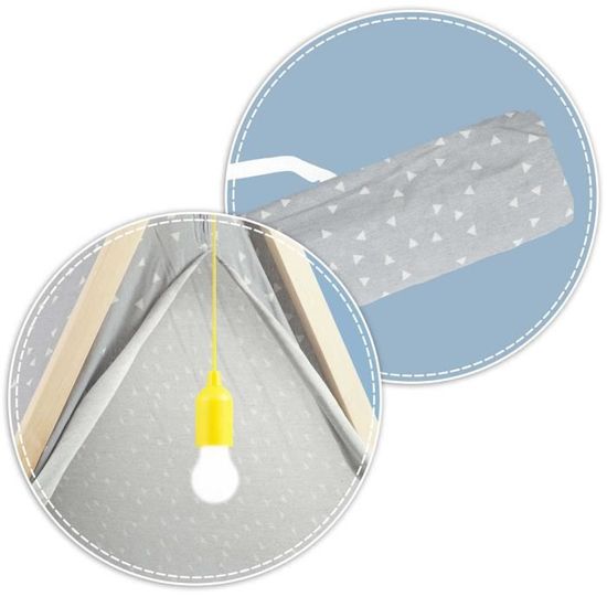 Tipi Nukido Pour Enfants Avec Lumières – Style Montessori, 3 Coussins, Tapis Isolant, 120x120x165 Cm, Vert/Blanc