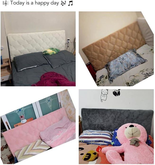Housse De Tête De Lit Lavable - Velours - Anti-Poussière - Poches Latérales - Tailles 180/200 Cm