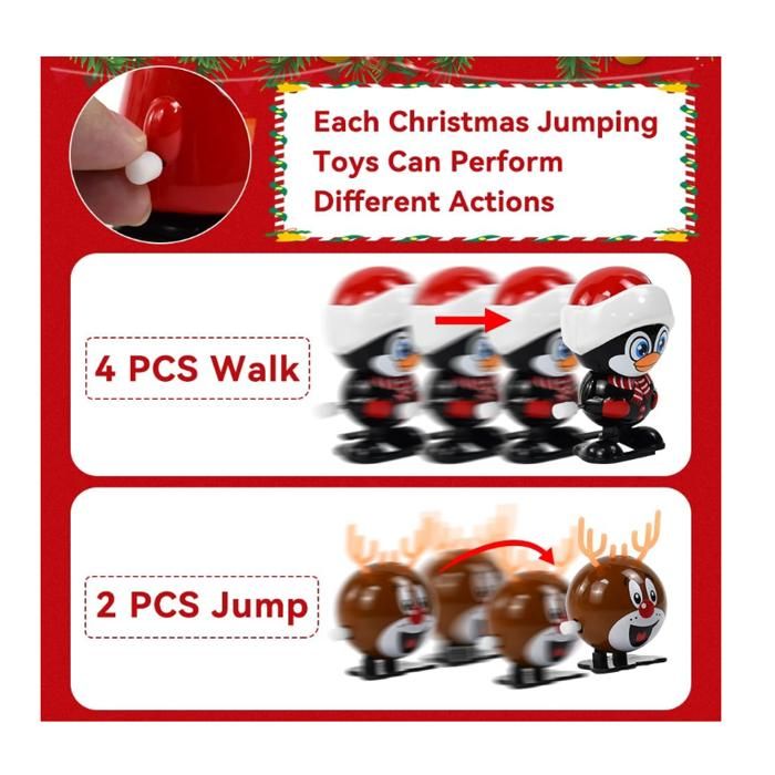 Lot De 8 Jouets à Remonter De Noël, Jouets Classiques à