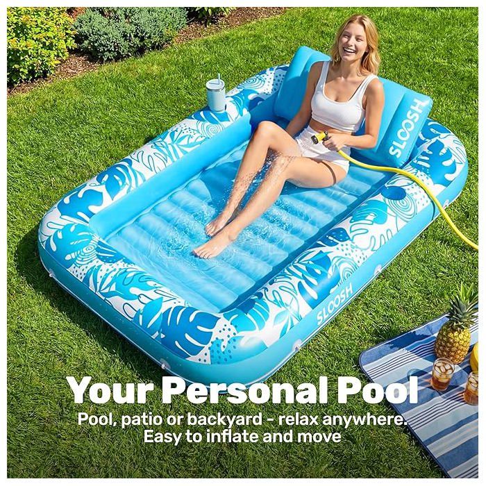 Flotteur de bronzage de piscine – Chaise longue flottante pliable gonflable, lit de bronzage de piscine, accessoires d'activités aquatiques pour hommes, femmes, famille