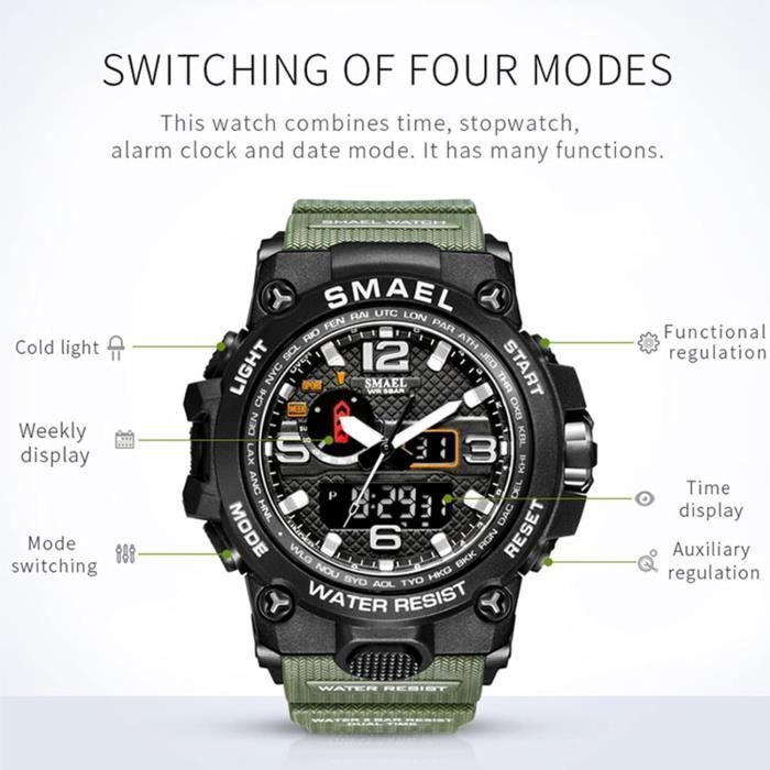 Montre homme affichage deals digital et analogique