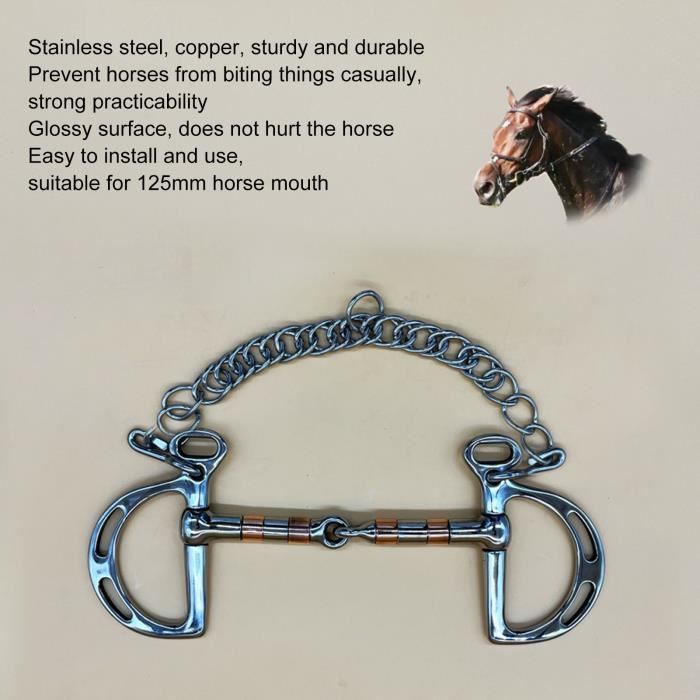 Anneau De Cheval Filet En Acier Inoxydable Avec Rouleau Cuivre - Mors Lâche Équitation 25.5x8x1.2cm