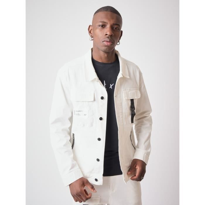Veste homme PROJECT X PARIS poche transparente et clip blanc 100 polyester Blanc Cdiscount Pret a Porter