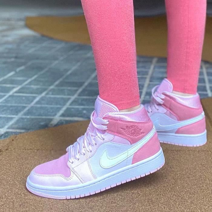 Basket Air Jordan 1 Mid Chaussure pour Homme et Femme Rose Rose Cdiscount Chaussures