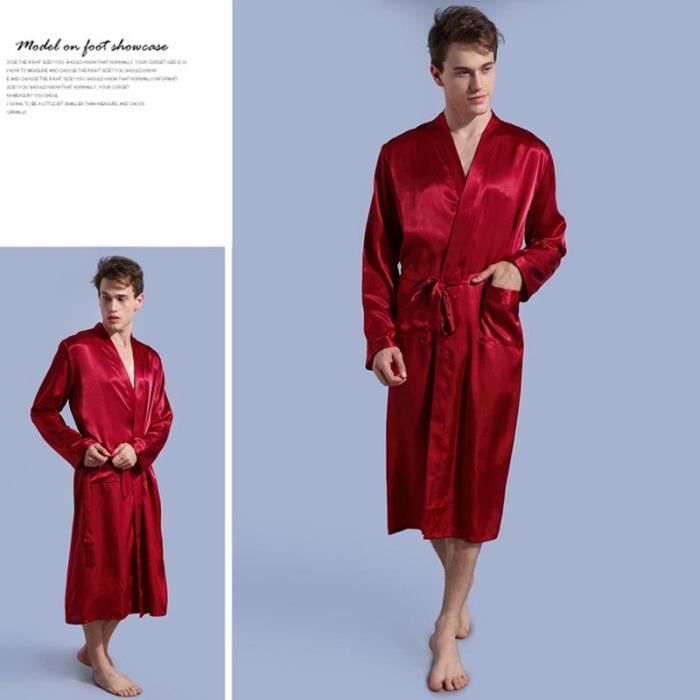 Robe de Chambre Homme Satin L ger Peignoir de Bain Manches Longues