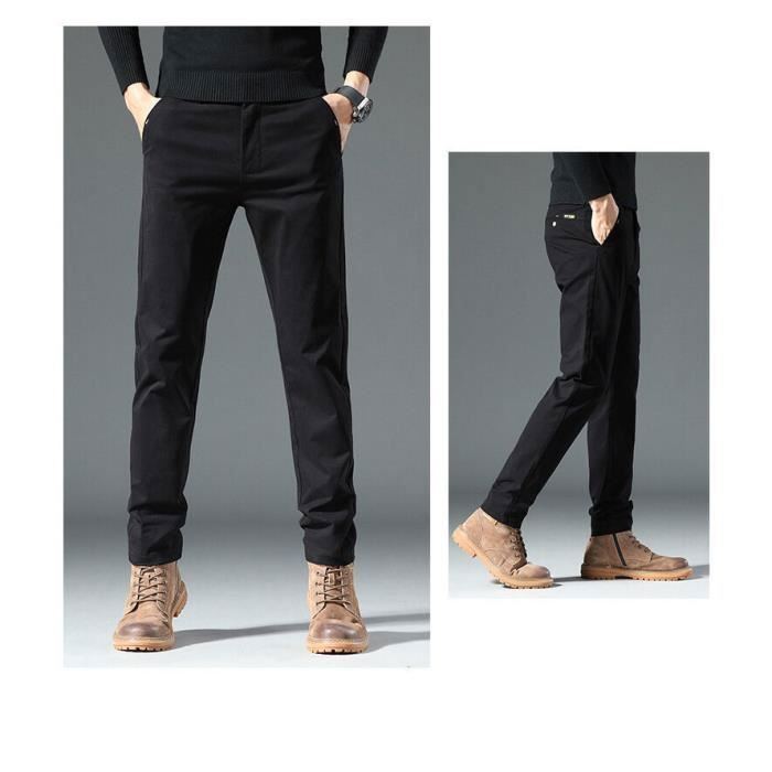 Pantalon Cargo Homme Stretch Coton - Pantalon Chino Décontracté Avec Poches Latérales Multiples - Taille Élastique