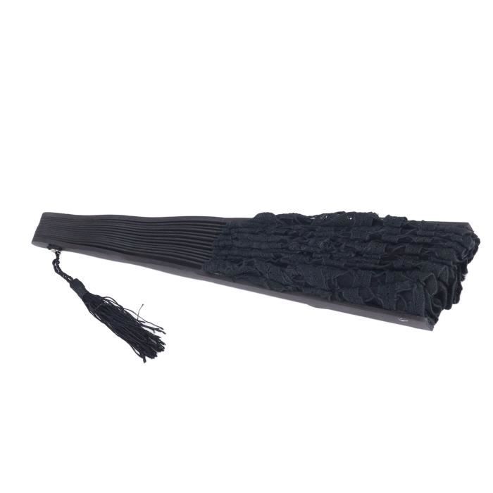 Éventail Pliant Noir Dentelle Et Bambou – Taille Compacte (22 Cm) – Élégant Pour Mariage, Soirée, été - 8