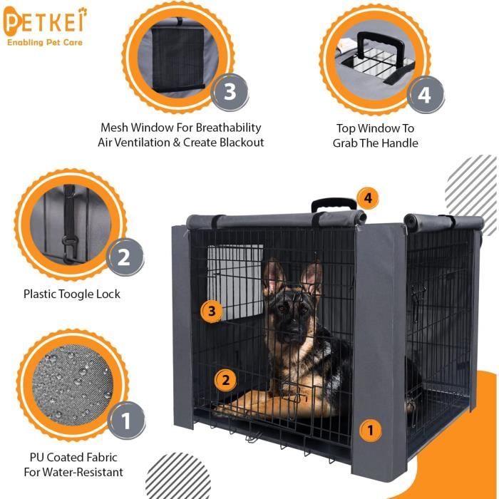 Petkei Housse de cage pour chien de taille moyenne en polyester Oxford avec  revêtement en polyuréthane, conçue pour les[S69] - Cdiscount