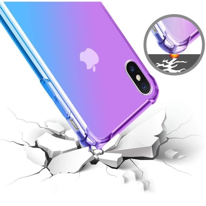 0€01 sur Coque en silicone boutons latéraux détachables liquide violet  clair pour votre Apple iPhone XS/X - Coque et étui téléphone mobile - Achat  & prix