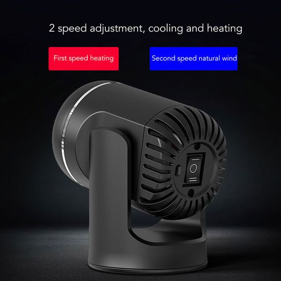 Chauffage Voiture 12V 120W 2 En 1 – Dégivreur Pare-brise Et Ventilateur – Rotatif 360°, Portable – Pour Voiture, SUV, Camping-car