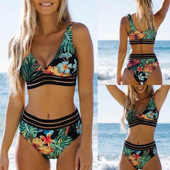 Maillot De Bain Gainant Ventre Plat Imprim e Sexy Taille Haute