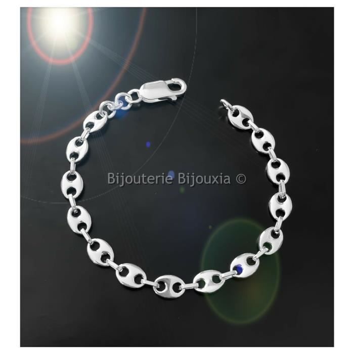 Bracelet Homme Grain De Café En Argent Massif 925 – 21 Cm X 8 Mm, Bijouxia, Neuf Avec étiquettes