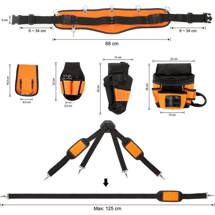 Ceinture porte Outils, Sacoche à Outils avec Baudrier réglable