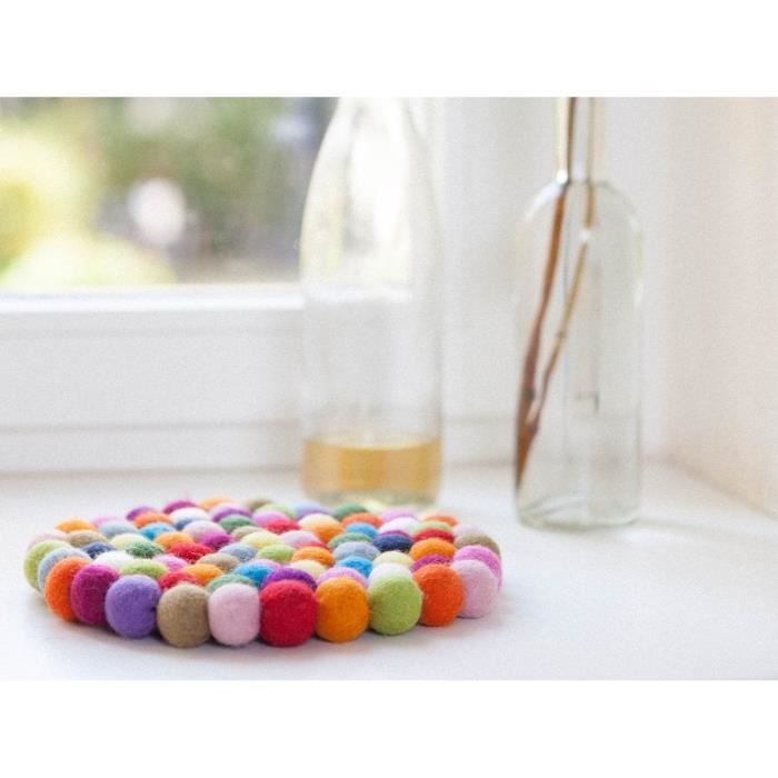 TAPIS DE TABLE EN FEUTRE DE LAINE COLORÉ - DESSOUS DE PLAT CARRÉ - STYLE CAMPAGNE