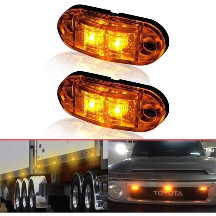Feu Position Latéral LED Orange 12V - Universel Camping-Car, Remorque, Camion - Installation Facile