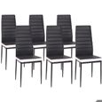 Table à Manger 140 cm Ensemble 6 Chaises Noires liseré Blanc Salon Salle à Manger-4