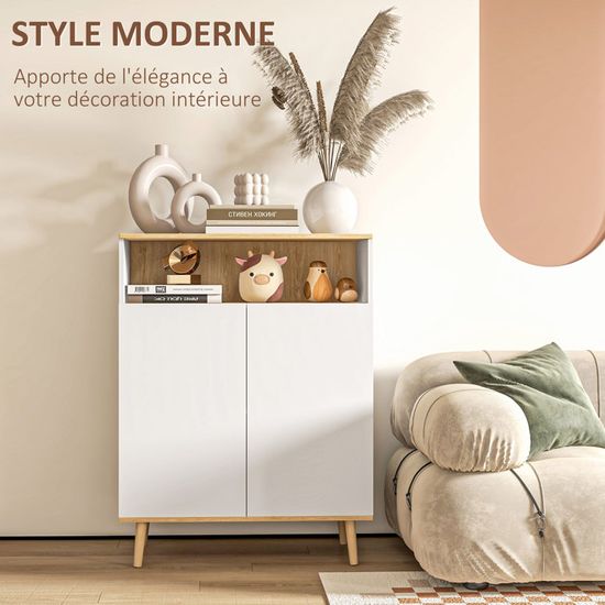Buffet salon - HOMCOM - meuble rangement armoire cuisine placard étagère réglable motif chevron - métal - 108x40x80cm - chêne - Maison Buffet salon - HOMCOM - meuble rangement armoire cuisine placard étagère réglable motif chevron - métal - 108x40x80cm - chêne - Maison