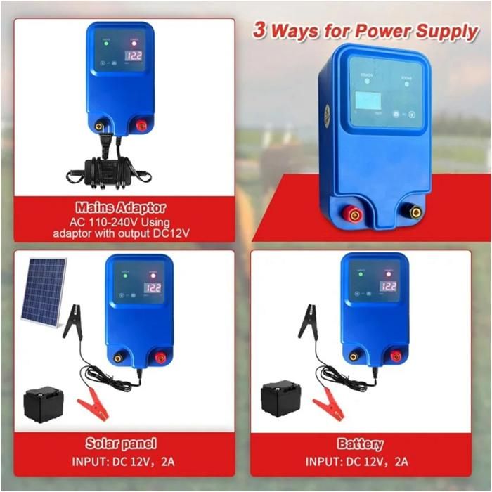 Électrificateur Clôture Électrique 10km 12V - Double Sortie LCD, Puissant Et Étanché IP68 Pour Animaux & Bétail