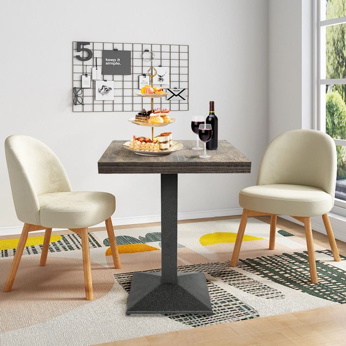 Table De Bar Industrielle Rétro OHMG Carrée 60x60x75cm En Métal Et Bois - Parfaite Pour Cuisine, Bistrot Et Salon