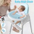 Chaise Haute Bébé 5 En 1 Enfant Pliable Évolutive Réglable Hauteur Avec 4 Roues bleu-0