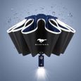 Mustang bleu foncé - Parapluie automatique à bande réfléchissante pour femmes, lumière Led inversée, coupe ve-0