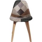 HOME DECO FACTORY Chaise Scandinave - Patchwork Marron - Simili - Avec accoudoirs - Pliable - Style Scandinave-Nature