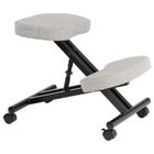 IDIMEX Tabouret ergonomique ROBERT siège ajustable repose genoux chaise de bureau sans dossier, en métal noir et assise rembourrée gris