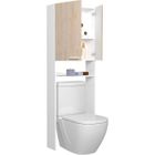 PARISOT Colonne sanitaire / WC - Décor Chêne et Blanc - 2 portes - Salle de bain / buanderie - L64,2 x P21,8 x H184 cm - WOODY