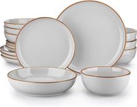 vancasso Assiettes NYMPH, 16 pièces Service de Table en Grès , ensemble de vaisselle pour 4 personnes - Gris
