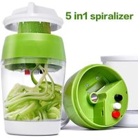 Coupe Légumes Spirale 5 en 1, Spiraliseur de Légumes Spiralizer Legume Spaghetti pour Carottes & Concombres, Mandoline Cuisine