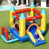 Château gonflable DREAMADE avec toboggan et piscine à boules pour enfants - Tissu Oxford - 30 ballons inclus