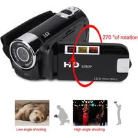 Caméscope Topiky 1080P HD - Écran Rotatif 270°, Zoom 16x, Nuit - Portable, Rouge (Prise EU)